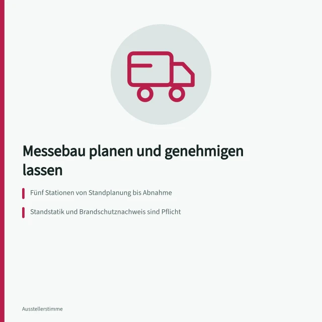 Messebau-Genehmigung: fünf Schritte, Statik, Brandschutz und Nachtragsanträge. Messebau Schritt für Schritt planen und genehmigen