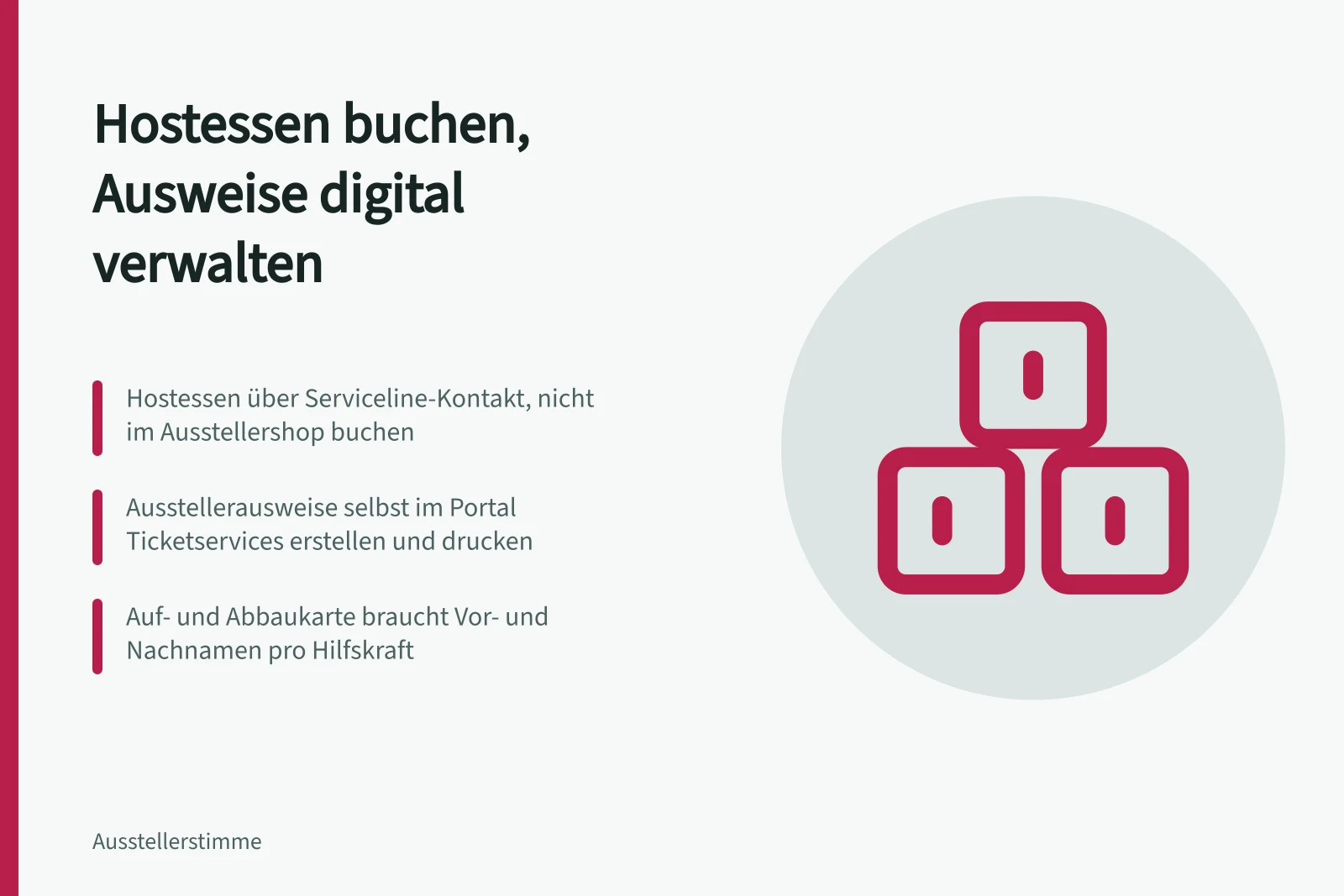 Messehostessen buchen und Ausstellerausweise digital im Portal verwalten