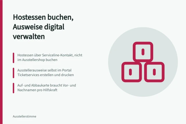 Messehostessen buchen und Ausstellerausweise digital im Portal verwalten. Messehostessen buchen und Ausstellerausweise digital verwalten