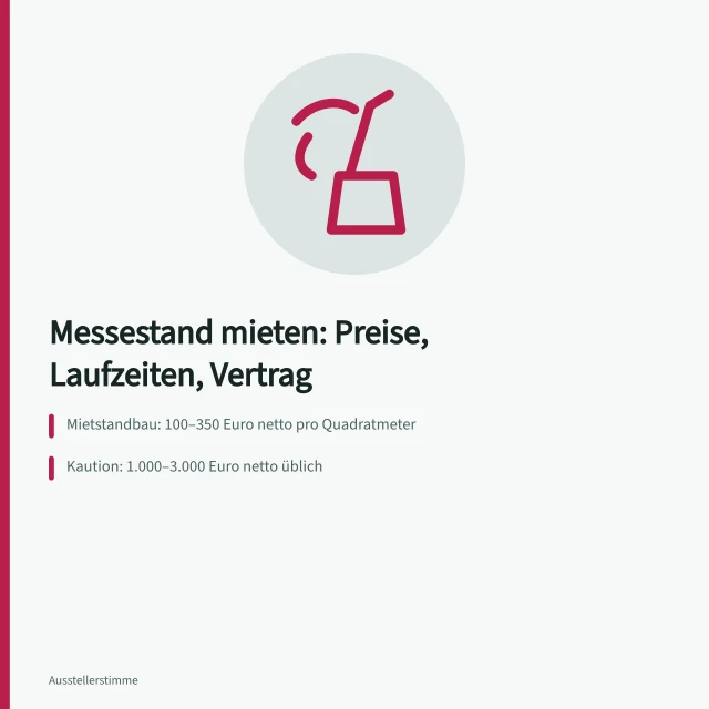 Messestand mieten: Preise, Laufzeiten und Vertragsbedingungen. Messestand mieten: Preise, Laufzeiten und Vertragsbedingungen