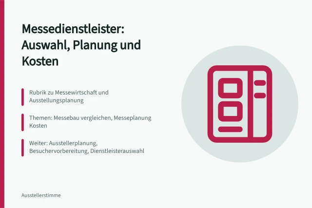 Rubrik Messedienstleister: Auswahl, Planung und Kosten im Messewesen. Messedienstleister: worum es in dieser Rubrik geht